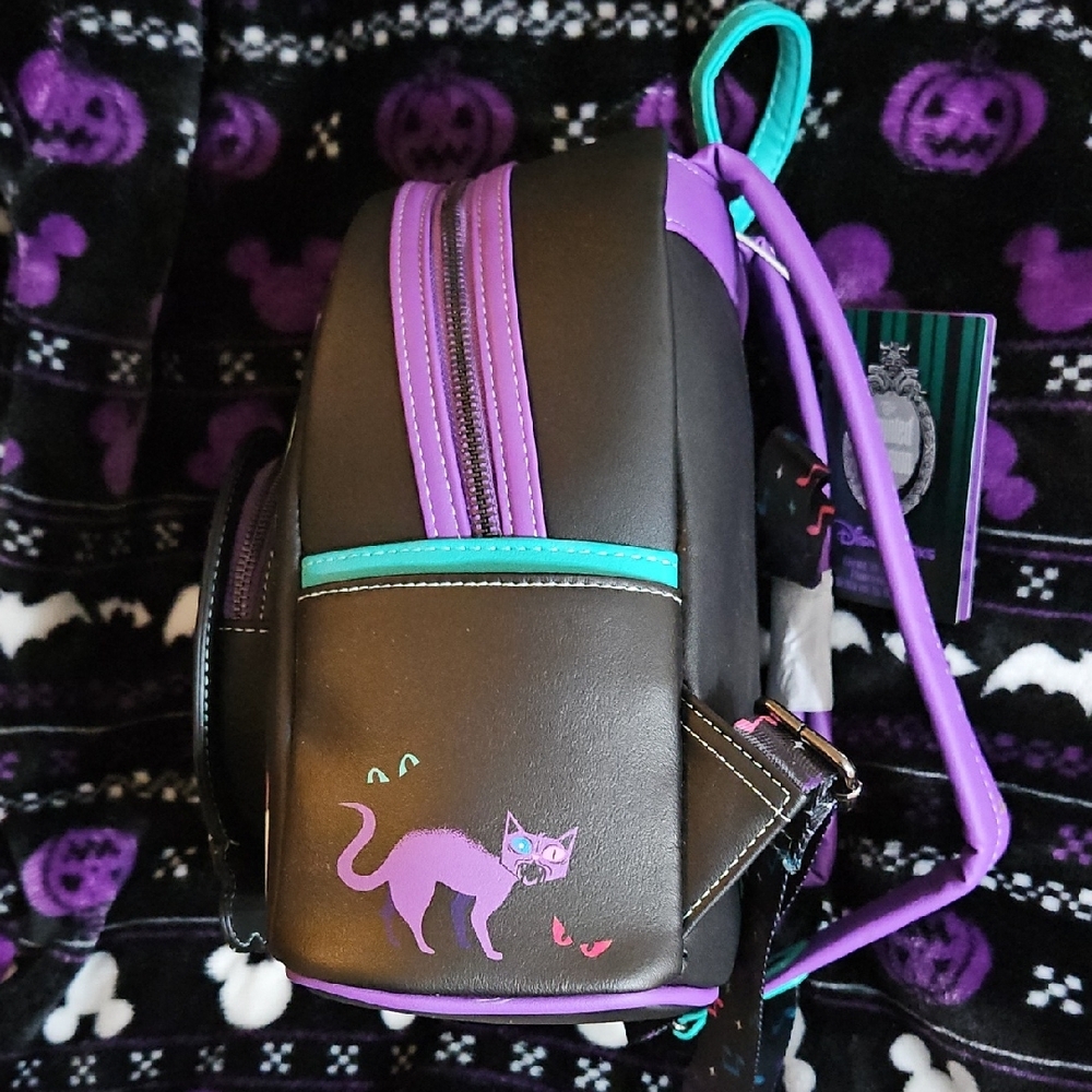 Loungefly Black Purple Teal Mystic Mirror Mini Backpack - Picture 2 of 7